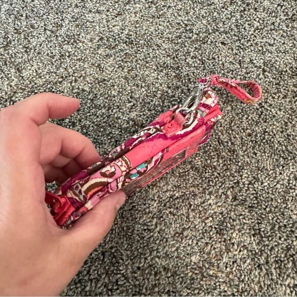 Vera Bradley Call Me Coral Pink Coin Purse Wristlet w/ Zipper & Clear Card Slot - Picture 5 of 14